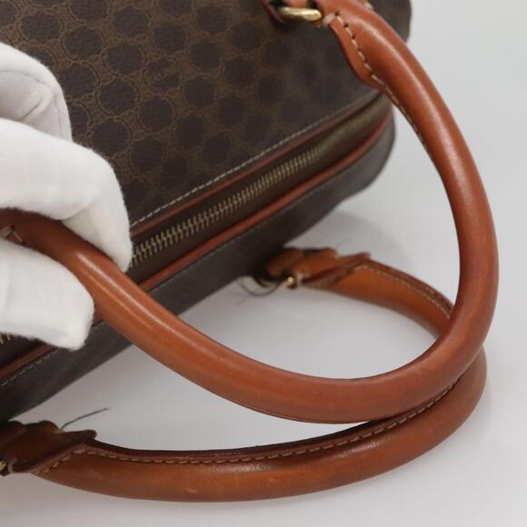 CELINE Macadam Canvas Hand Bag Pvc Leather Brown Gold - Picture 7 of 12